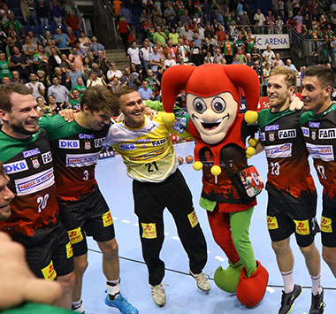 Jubel Sieg Mannschaft Maskottchen